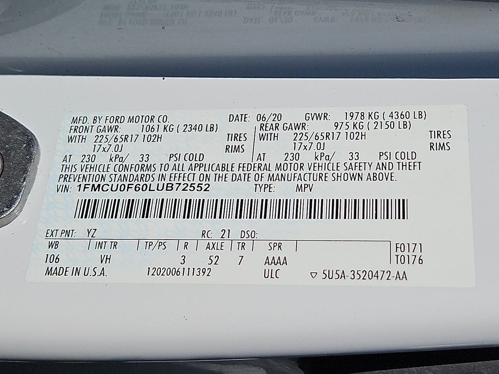 2020 Ford Escape S