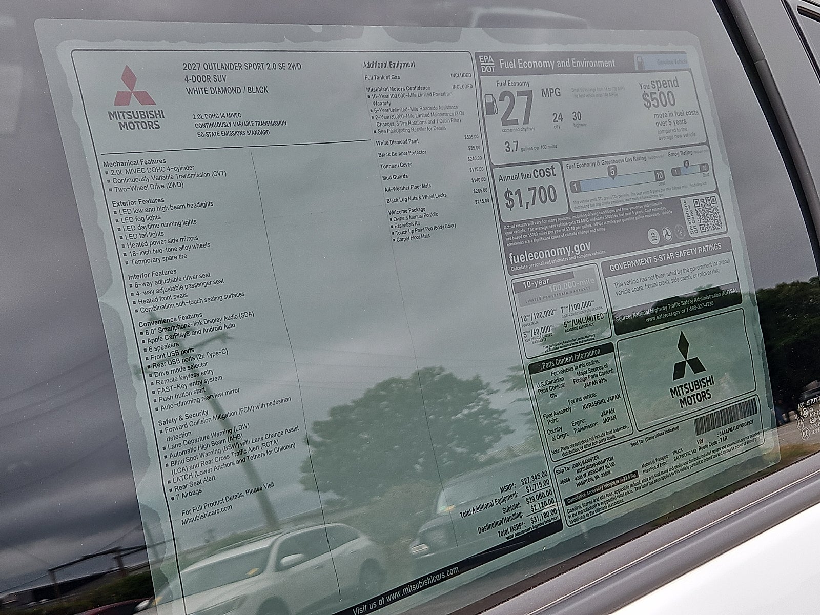 2027 Mitsubishi Outlander Sport S